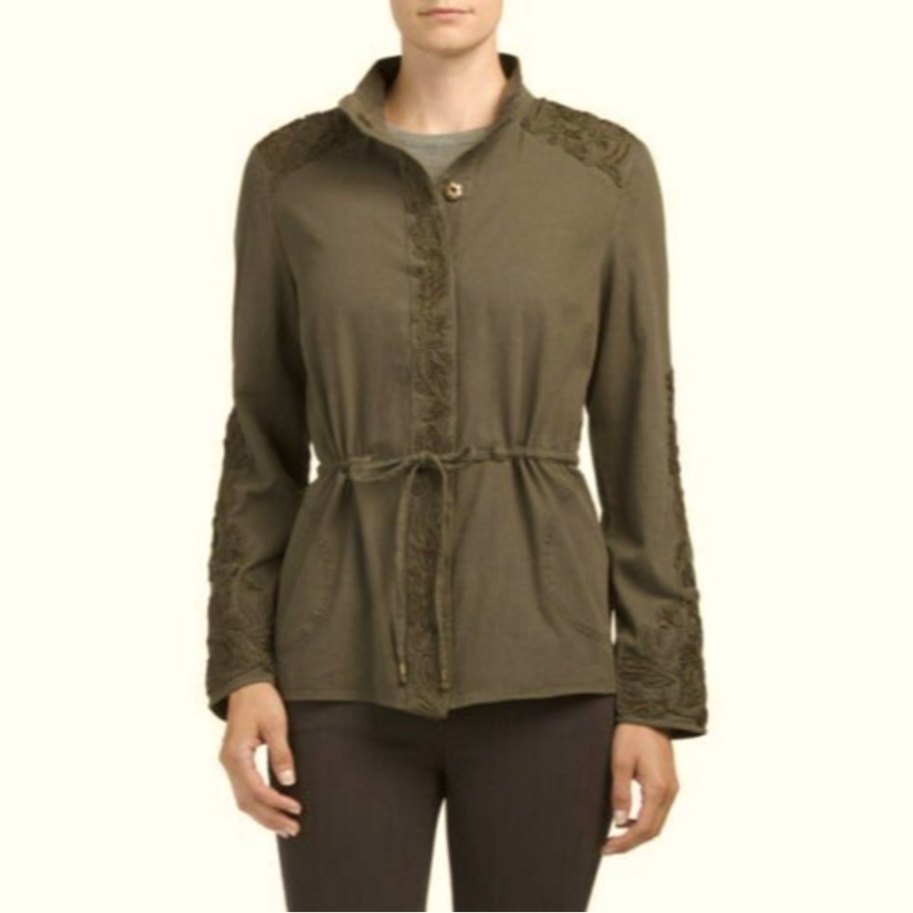 LOVE SAM Anthropologie Olive
Travis Cargo Beaded Embroidered
military Jacket - Picture 8 of 8